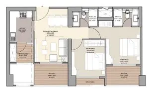 3 BHK +2T Floor Plan